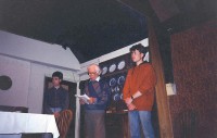 Rehearsal:: L-R  Karl, Fred (reading in), Matthew