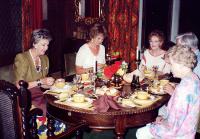 l-r: Pat Goodall, Paula Mitchell, Val Temlett. Beside her, Mike Goodall and Joy Freeman